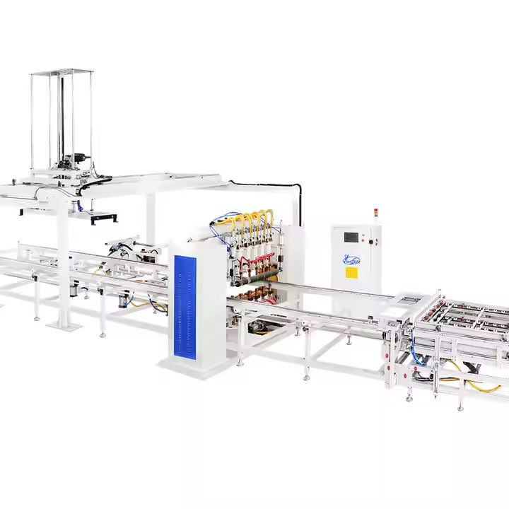 Hwashi IBC قفص إطار آلة لحام تلقائي خط إنتاج شبكة تفريغ ميكانيكي ذراع قاعدة إطار آلة لحام