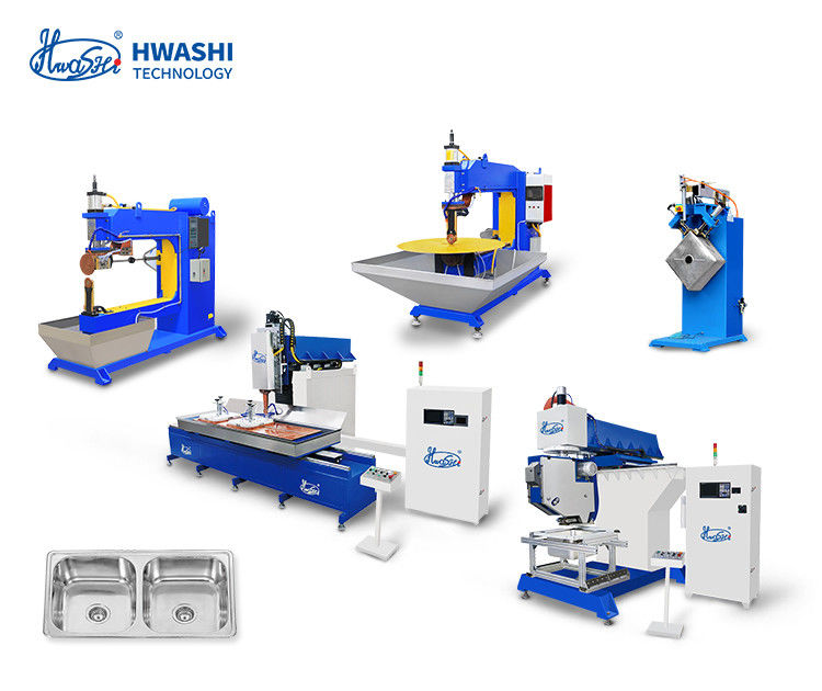 Hwashi Inox SS304 المطبخ مزدوج المغسلة خيط آلة لحام والفولاذ المقاوم للصدأ CNC المغسلة الملمع آلة طحن